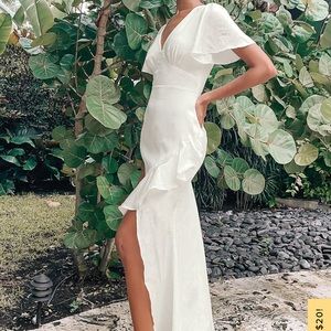 Lulus white satin dress size small